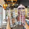 2 Liters Straw Plastic Water Bottle Large Portable Travel Bottle Sports Fitness Cup High Value Big Fat Cup Adult Universal