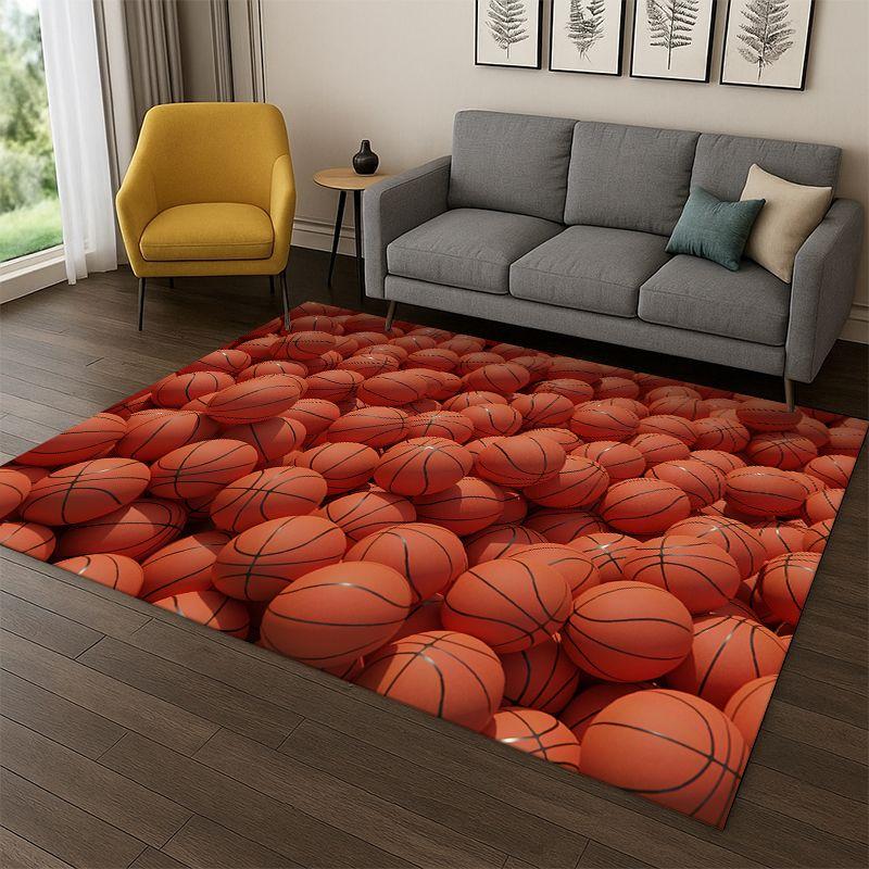 Retro Basketball Court Cartoon Sports Carpet Rug for Bedroom Living Room Sofa Playroom Doormat Home Decor,Kid Area Rug Non-slip