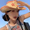 Summer Western Cowboy Hat Women's Sunscreen Hat Sweet Cool Wind Straw Hat Big Eaves Beach Seaside Spice Girl Sun Hat