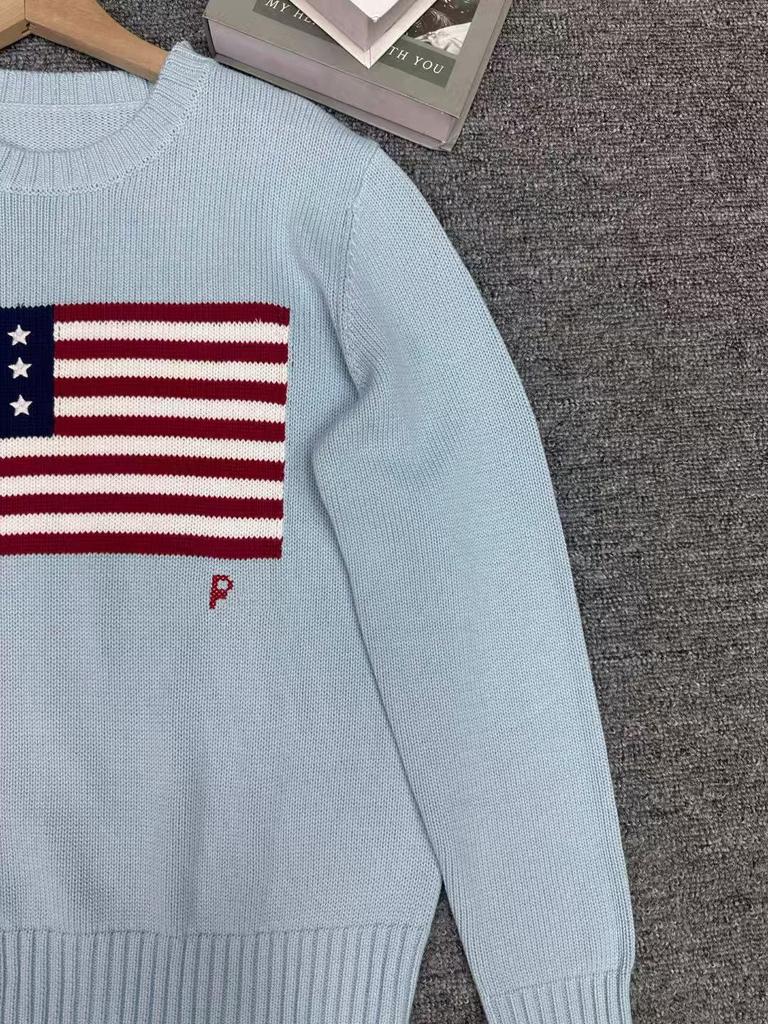 R~L Women's Heavyweight Star Embroidered Crew Neck Sweater - Versatile Autumn/Winter Fashion