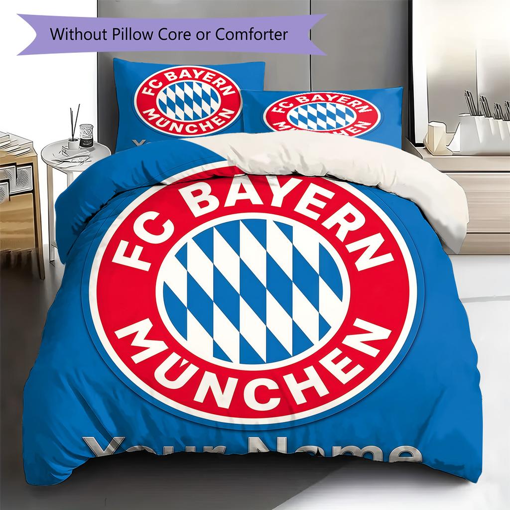 Custom Name FC Bayern Munich Bedding,Quilt Set Quilt Cover Pillowcase Home Birthday Gift(1 * Duvet Cover + 2 * Pillowcase, Without Core) -HE60