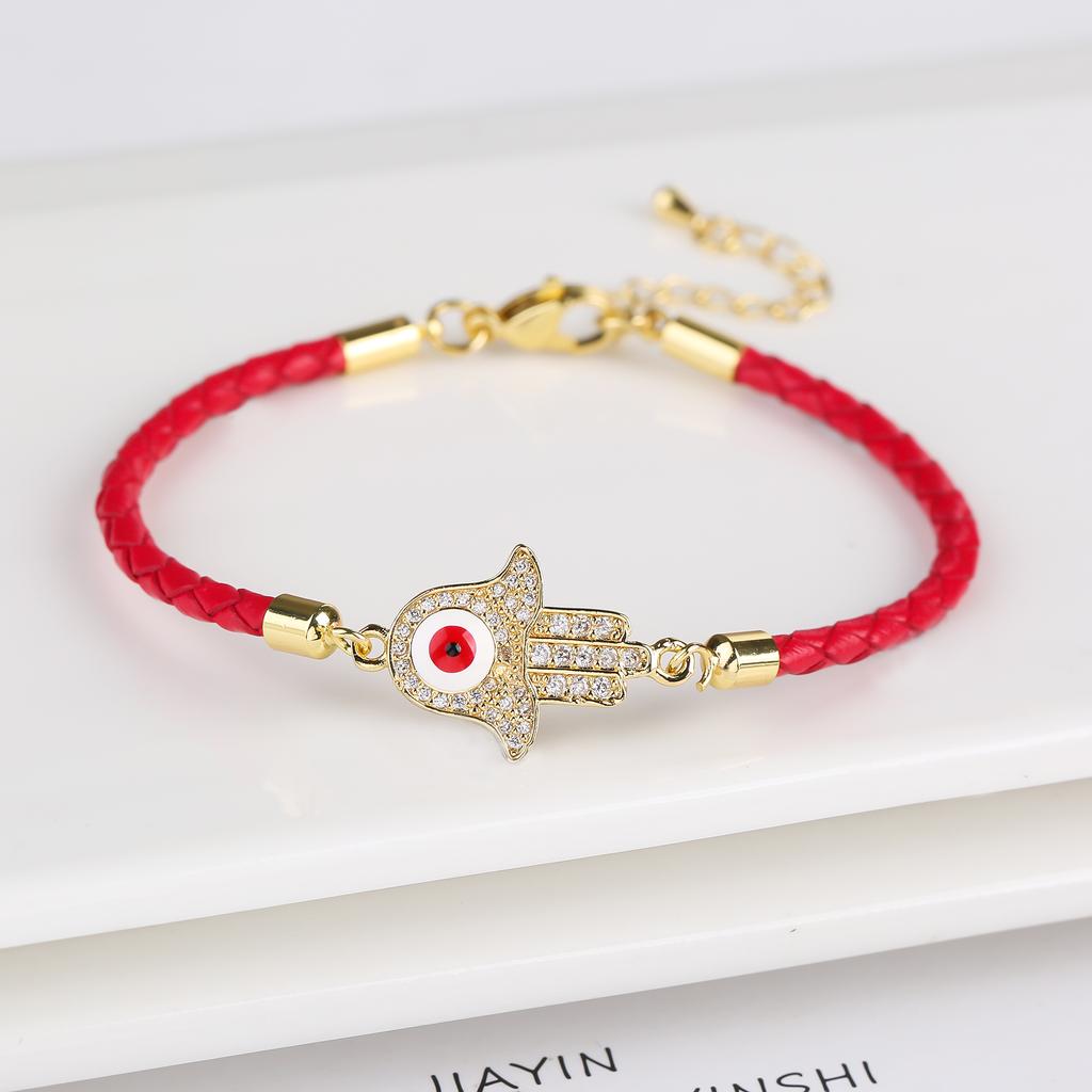 Hot Sale Zircon Turkish Evil Eye Ladies Bracelet  Men'S Leather Adjustable Bracelet Ward Off Evil Jewelry for Daily Wear