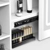 Makeup Mirror Desk Vanity with Sliding and Lights, Bedroom Dressing Table, Lighted Table Drawers & Shelves, Hidden Storage Space Dresser