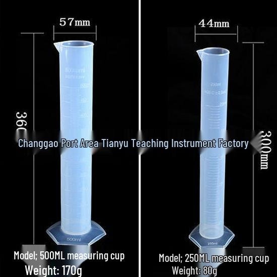 Plastic Graduated Measuring Cylinders: 10ml, 25ml, 50ml, 100ml, 250ml, 500ml, 1000ml