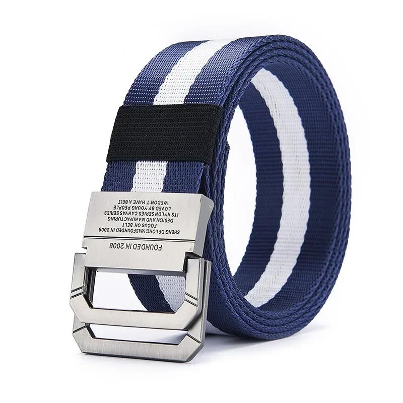 Doppelschleife Schnalle Marke Canvas Gürtel Outdoor - Unisex Canvas Gürtel Jeans Männlich Luxus Lässig Riemen Gürtel für Männer und Frauen