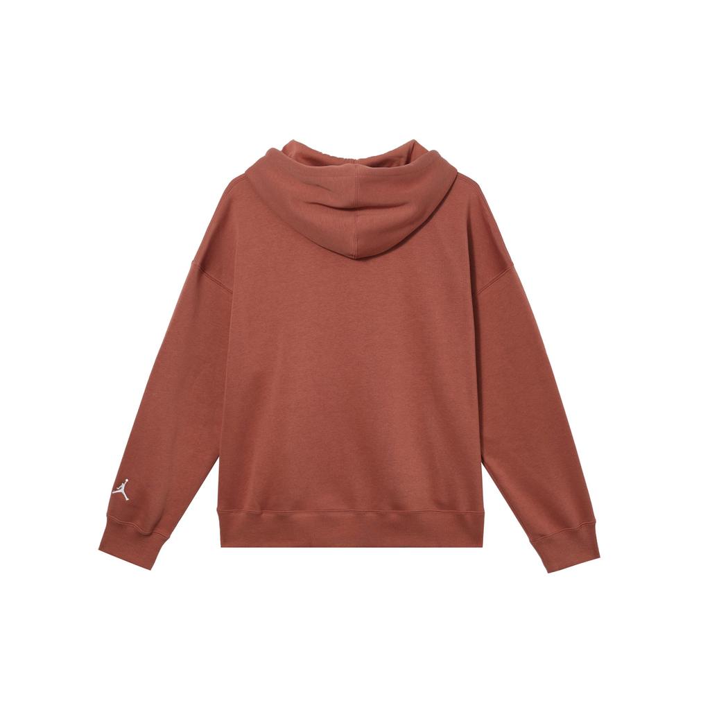 Jordan Brooklyn Fleece Letter Print Hoodie With Velvet Lining Women Tops Grey Peach-Red FN5435-209