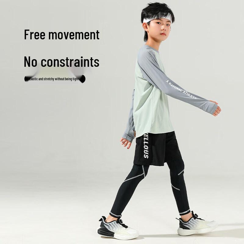 Moonkids Jungen Schnelltrocknendes Sport-Langarmshirt und Hose Set