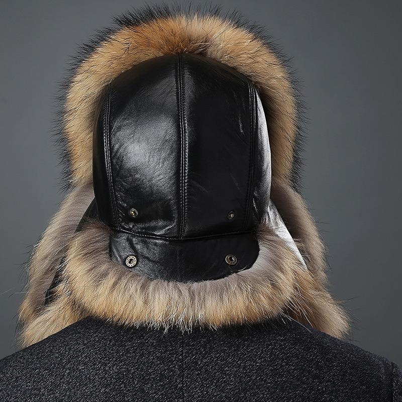Fox Hair Hat, Male Raccoon Hair, Warm Ear Protection, Winter Cotton Hat, Cold-proof Fur Hat for the Elderly