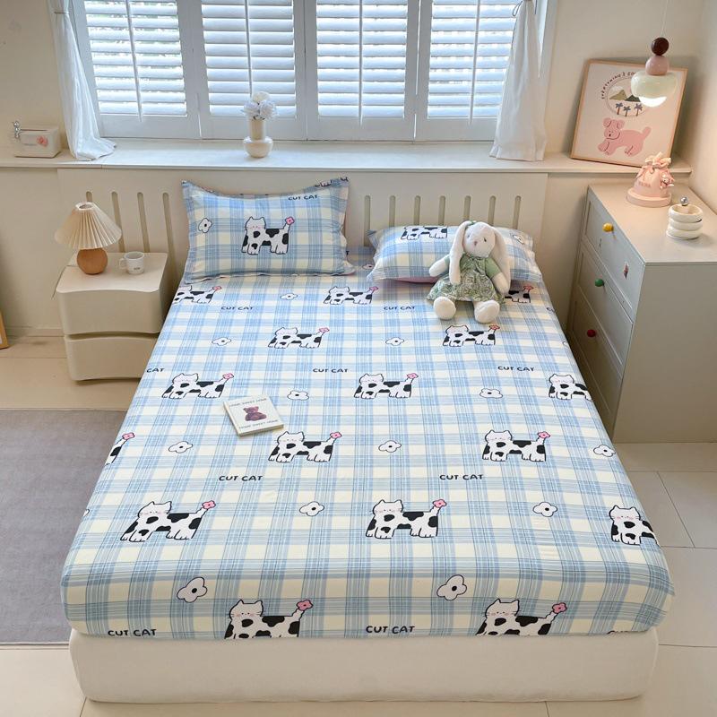 100% Cotton Fitted Sheet: Soft, Printed, Moisture-Wicking, Sweat-Absorbing, Anti-Static Mattress Protector