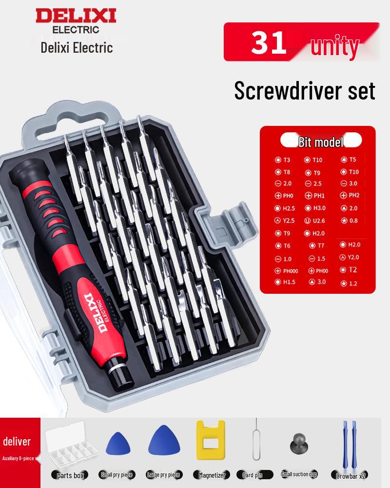 Delixi Electric Multifunktionales Schraubendreher-Set für Elektronik und Staubentfernung