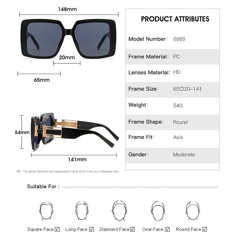 Noi ochelari de soare de lux supradimensionați pentru bărbați Ochelari de soare de brand pentru femei, de modă, nuanțe pătrate cu degrade