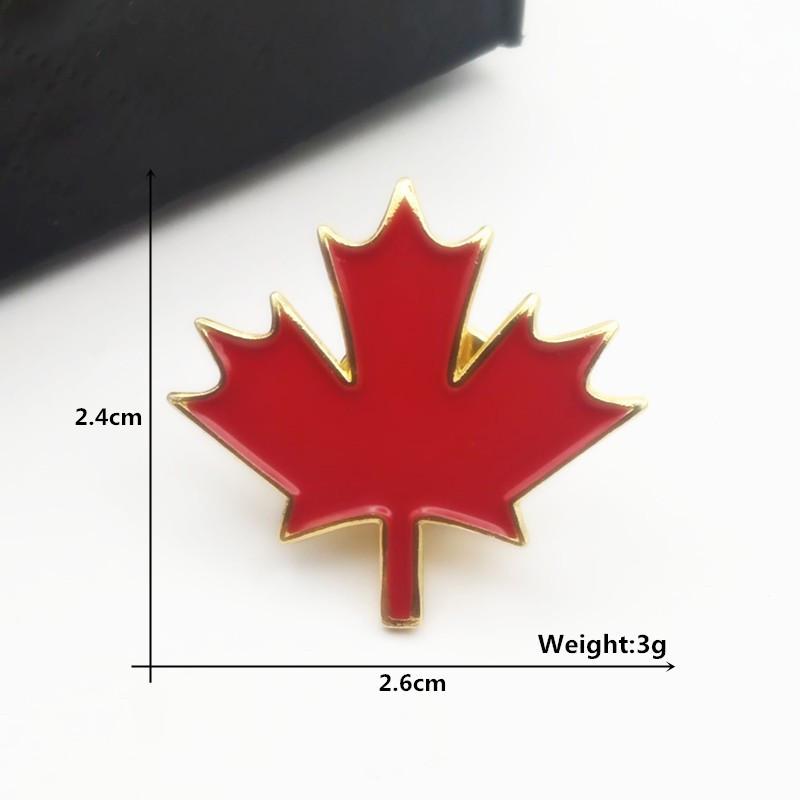 Maple Leaf Red Enamel Pin with Canada Flag Pattern