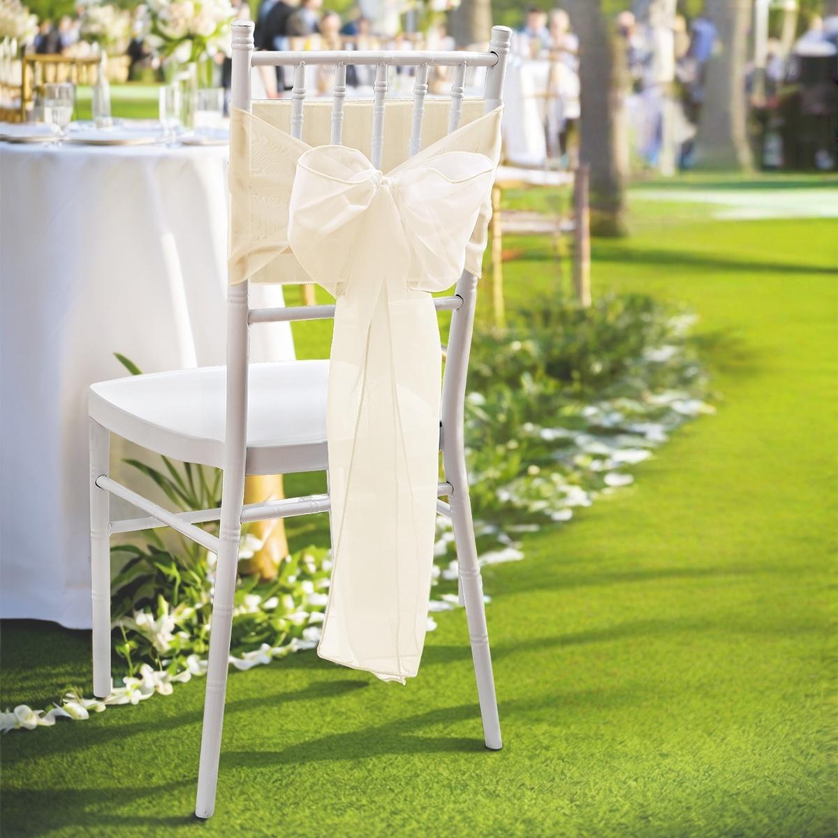 

1PC Wedding Chair Decoration Chair Sashes Knot Bands Chair Bows For for Wedding Party Banquet Event Chair Decors бежевый