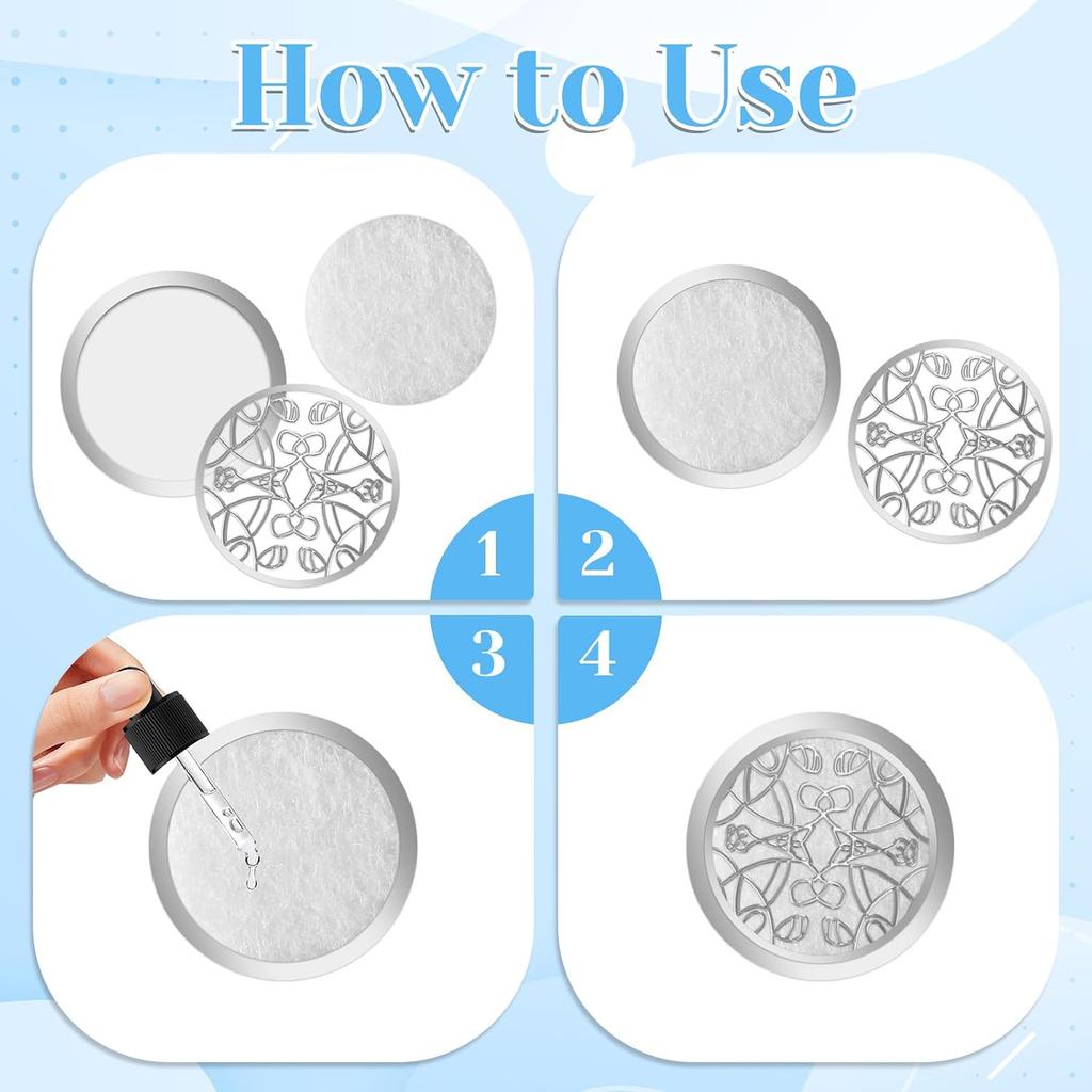 100 PCS Air Filter Scent Pads, 0.67in/17mm Essential Car Air Freshener Refill Felt Pads Unscented White Custom Car Airs Vent Clip Replacement Scent