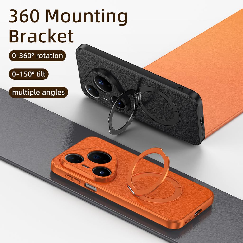 For Huawei Pura 70 80 90S 90 Pro Max Magnetic Wireless Charging Leather Phone Case Silicone Lens Protection Cover Cases Bracket