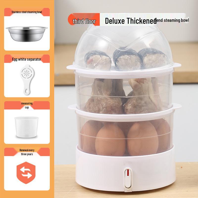 Multifunctional Egg Steamer: Multi-layer Breakfast Machine with Anti-Dry Burning Feature and Automatic Power Off, Mini Egg Boiling Pot.