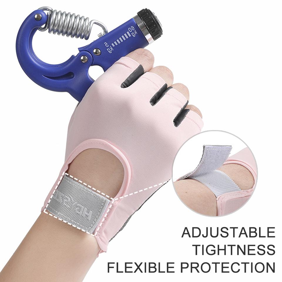 Gobygo Summer Half Finger Gloves Anti-Slip Breathable Shock-Absorbing Elastic Half Gloves Ladies Fitness Yoga Outdoor Cycling
