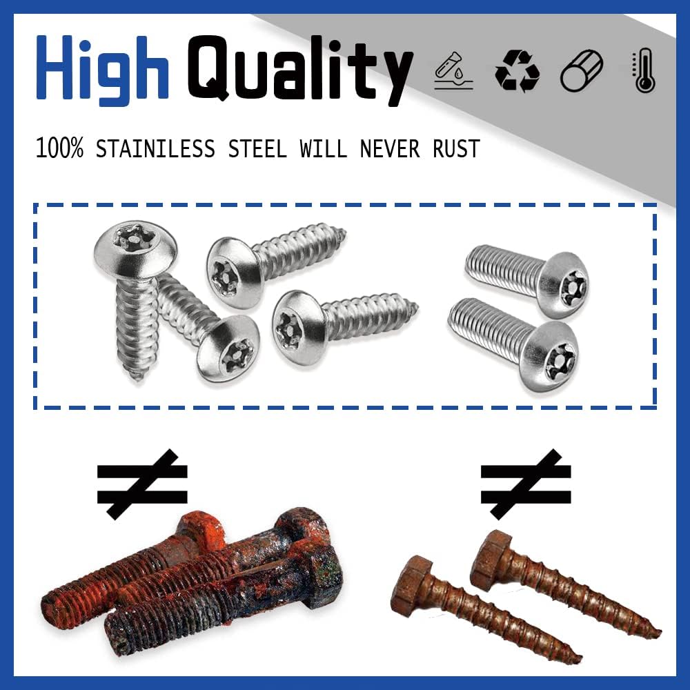 8PCS Anti Theft License Plate Screws Kit, Tamper Resistant Mounting Hardware, Stainless Steel License Car Plate Screws Set For Front Rear Tag Frame