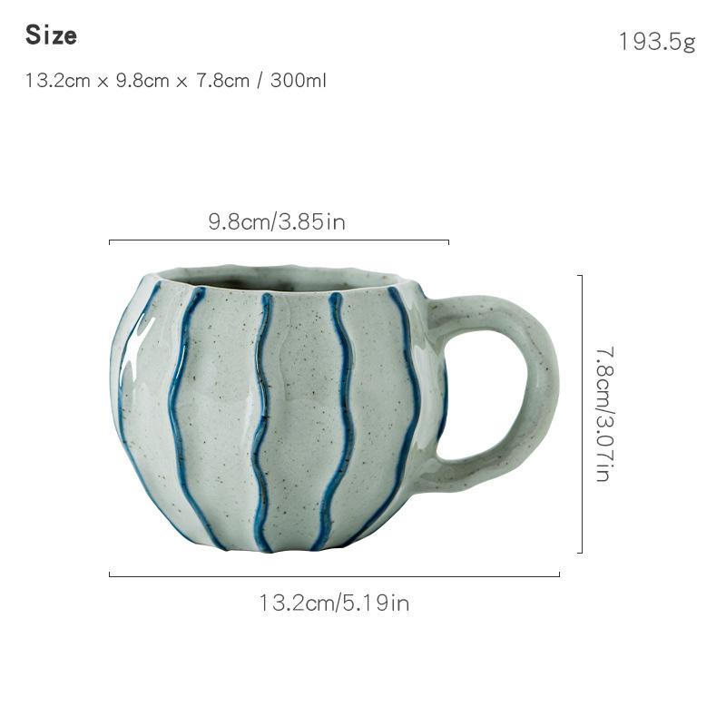 

Original design Japanese coarse pottery coffee cup, hand drawn glazed breakfast cup, for office and home use 300