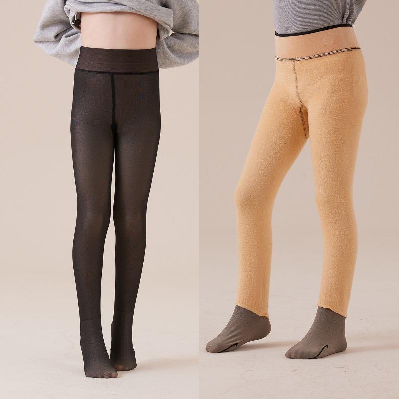 Autumn and winter children's skin socks fleece pantyhose thickened warm girls leggings high elastic integrated pants
