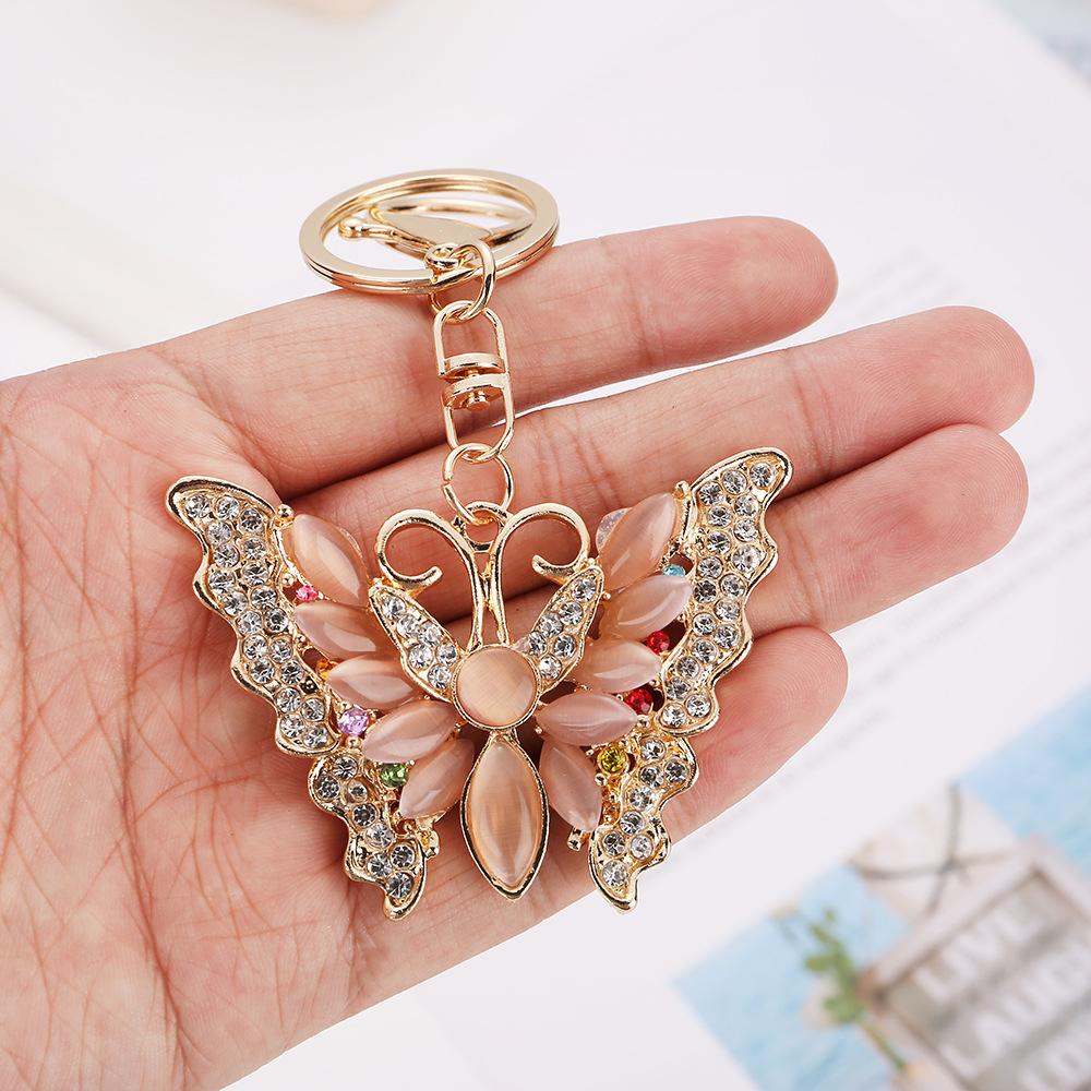 Dazzling Colors, Rhinestone Inlay, Butterfly Keychain, Instagram Style, Metal Bag Pendant, Insect Keychain