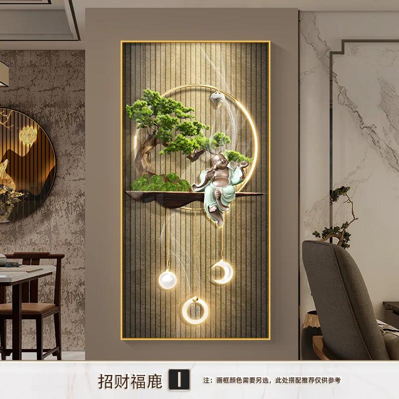 Home Decor Premium Entryway Framed Decorative Crystalline Painting Living Room Decoration LED Lights Illuminated Wall Art
