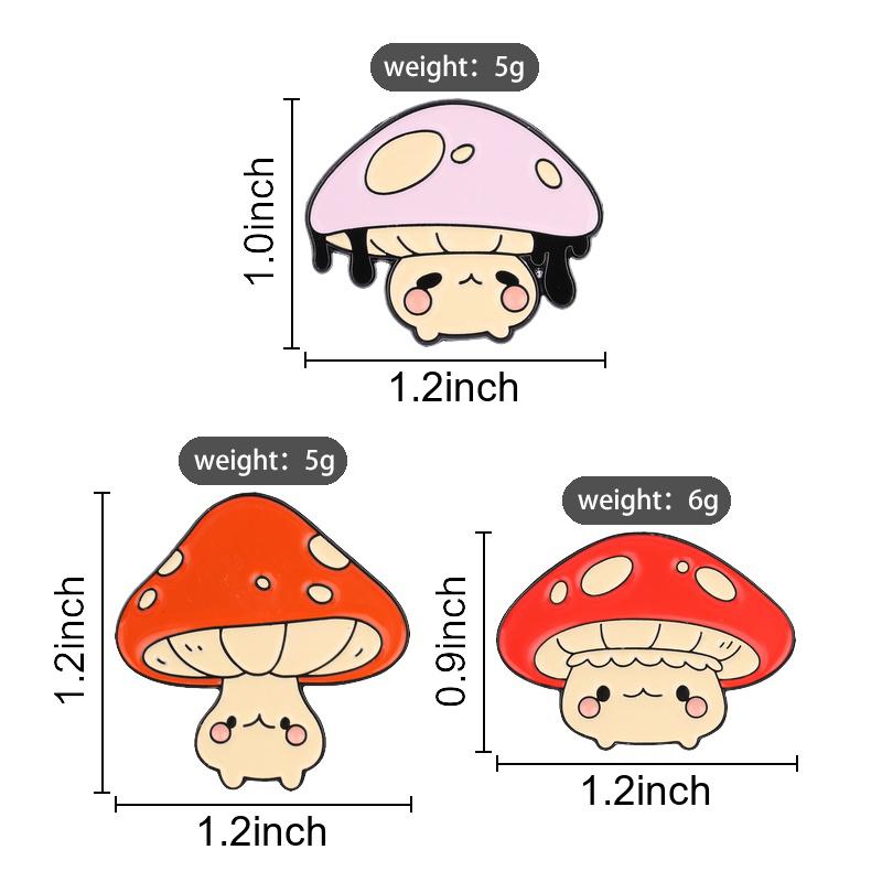 Cute Mushroom Enamel Pins Cartoon Red Pink Toadstool Brooches Cottagecore Badge Forest Fungi Jewelry Gift For Friends