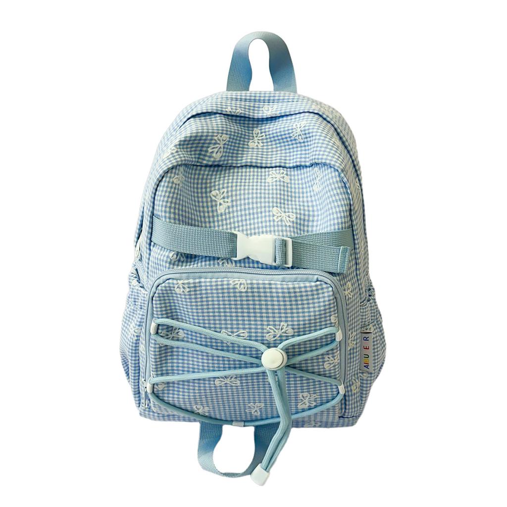 Schoolbag Plaid Bow Student School Bag High Value Mori School Bag Versatile Travel Backpack Leisure Commuter Backpack