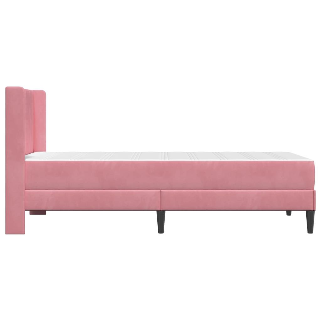 Bed Frame with Mattress and Headboard Pink 80 x 200 cm Velvet