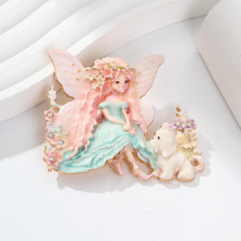 Schöne Schmetterlings-Elfen-Broschen 4-farbige Emaille Cartoon Prinzessinnen-Charakter Broschen Schmuck für Damen Kinder Jacken Pins Abzeichen