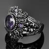 Vintage Jewelry 3ct Amethyst CopperColor Ring Round Cut Purple Nature Stone Women Wedding Anel Aneis Gemstone Rings