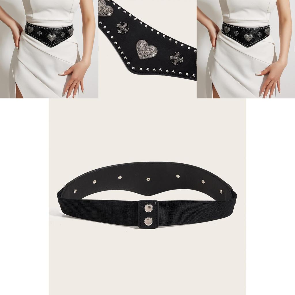 Ladies Faux Leather Waist Cincher With Metal Buckle And Elastic Stretch For Retro Style