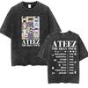 Tee Shirt Homme Graphic TShirts Men Tshirt for Men Ropa Hombre Korean Ateez Fin Wjll Album Concert Vintage Washed Camisetas