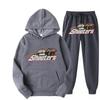 Mens Hooded Streetwear Tracksuit Set - Black Red Tiger Print Long Sleeve Top Jogger Pants Thick Casual Outfit