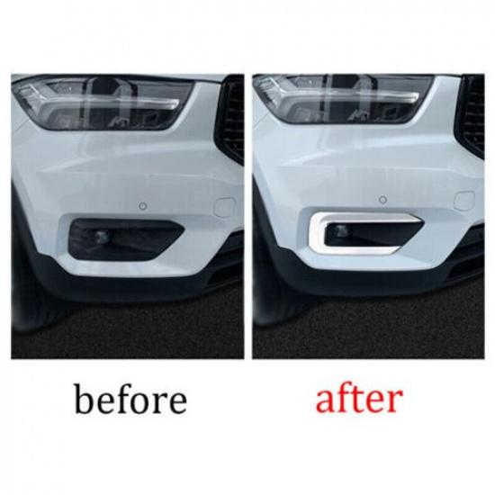 For Volvo XC40 19-22 Chrome Exterior Front Fog Light Lamp Frame Cover Trim 2PCS