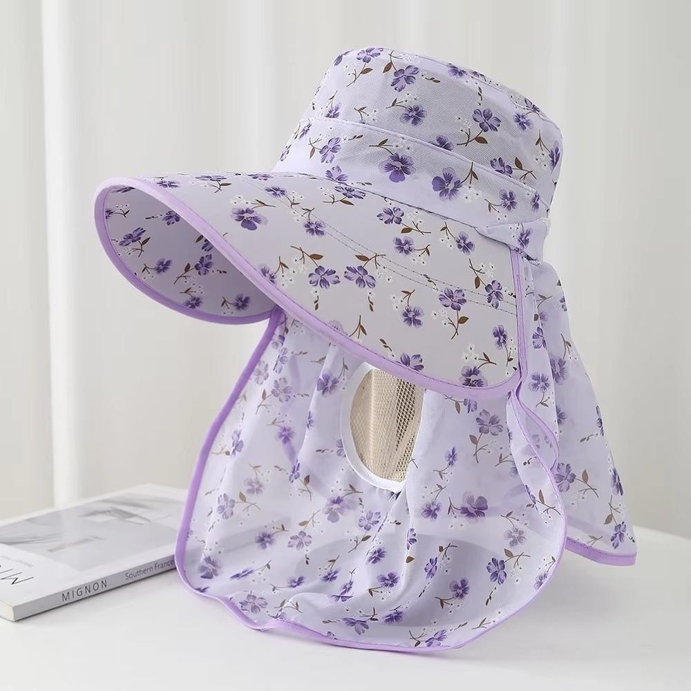 Fashion Mesh Breathable Sun Hat Fordable Wide Brim Sunscreen Hat Face Neck Protection Anti-UV Basin Cap Outdoor Camping