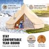 Canvas Bell Tent, 4 Seasons 3 M/9.8ft Yurt Tent, Canvas Tent for Camping with Stove Jack, Breathable Tent Holds Up To 4 People, Family Camping Outdoor