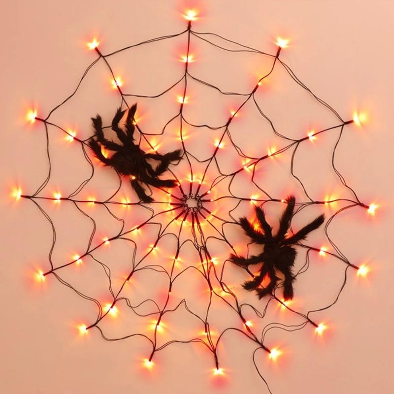 Halloween LED Light String Ghost Festival Decoration Ghost House Party Decoration Atmosphere Light Spider Web Colorful Light