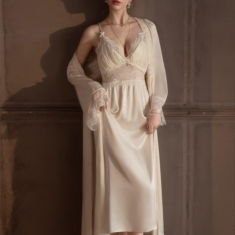 Sexy pajamas women`s ice silk lace