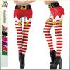 Womens Christmas Striped Print Slim Mid-Rise Leggings Cosplay Bottoms
