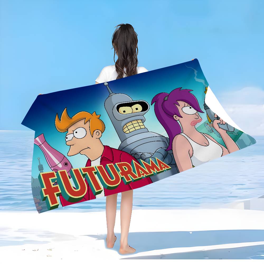 Popular American Animation F-Futurama Game Bath Towel Microfiber Soft Water Absorbing Breathable For Girl Kids Decorative