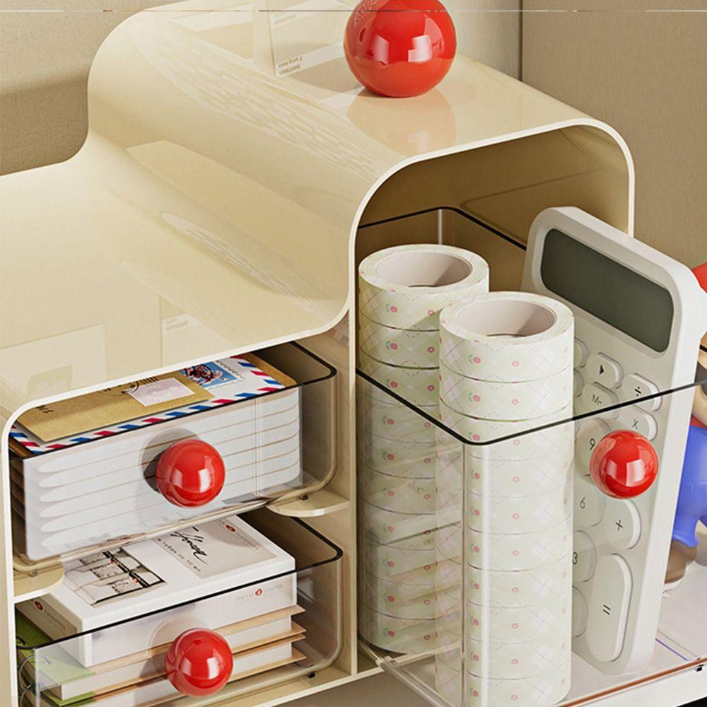 2 Layer 3 Grids Teas Bag Storage Box Large Capacity with Drawers Stationery Storage Box Acrylic Storage Container