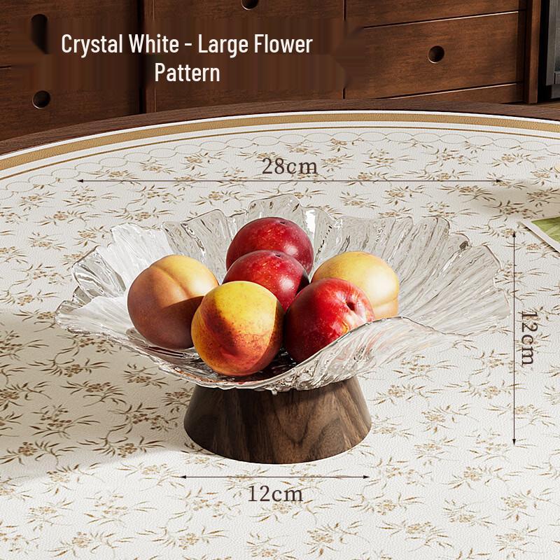 Retro High-Foot Wood Grain Fruit Bowl