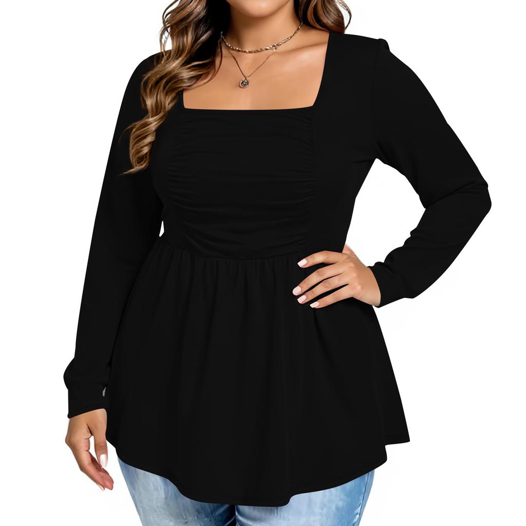 Women's Fashion Casual Solid Color Oversized  Long Sleeve Loose Fit Top