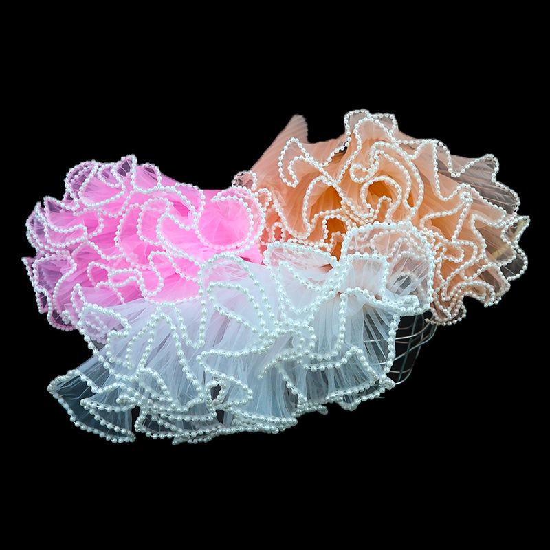 Korean Pearl Ruffle Gauze Floral Bouquet Wrapping Material - Pleated Mesh Wave Gauze
