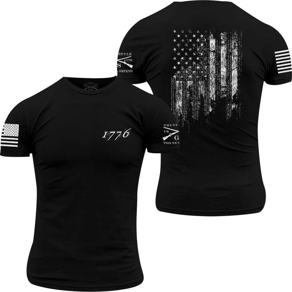 

Черная футболка унисекс с круглым вырезом Grunt Style 1776 Flag S