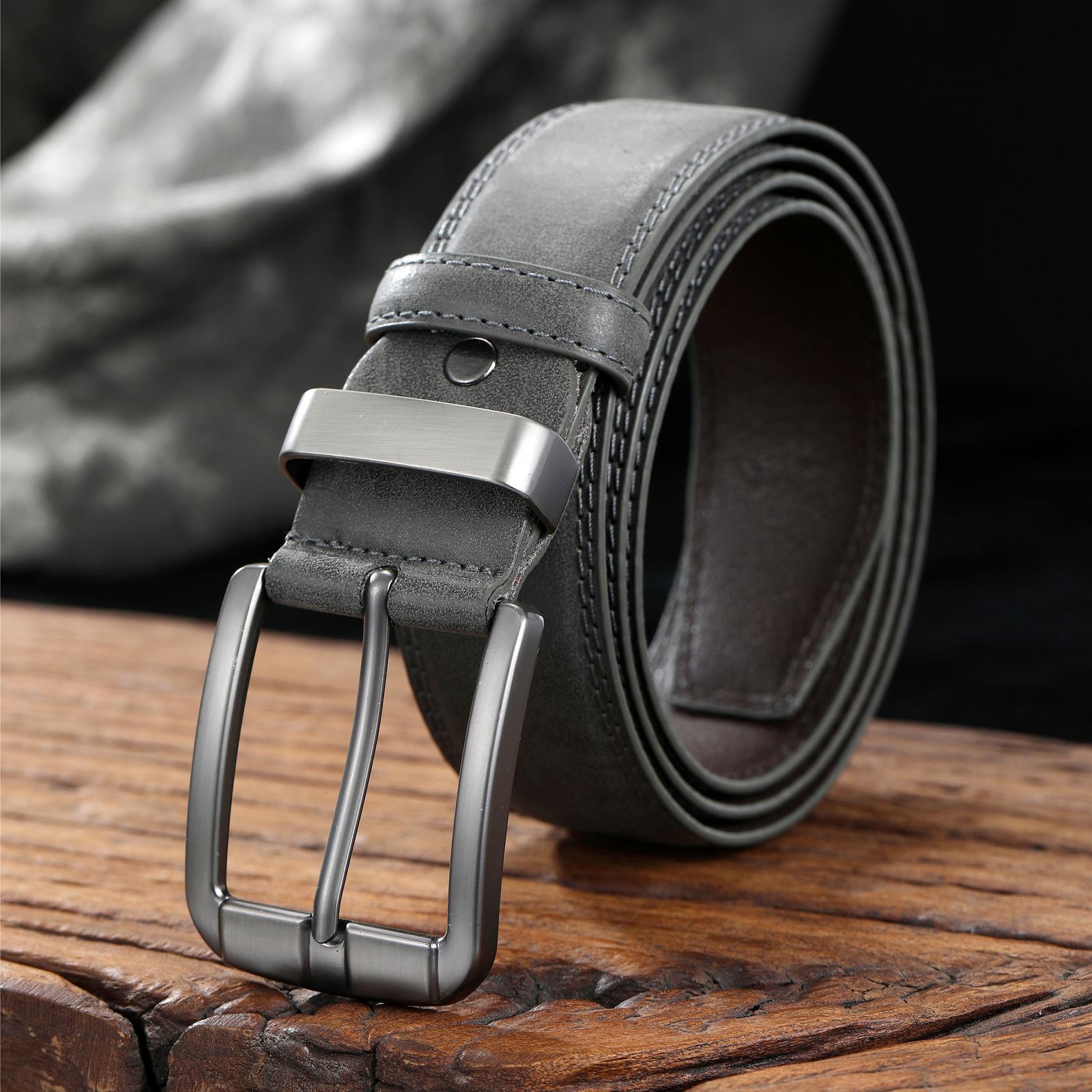 

Мужской ремень с пряжкой из искусственной кожи, ремень из сплава с пуговицами, средний и зеленый, повседневный ремень для брюк 125cm серый