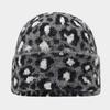 Womens Retro Leopard Print Knit Beanie Hat Warm Winter Outdoor Street Style Unisex Chunky Slouchy Cap