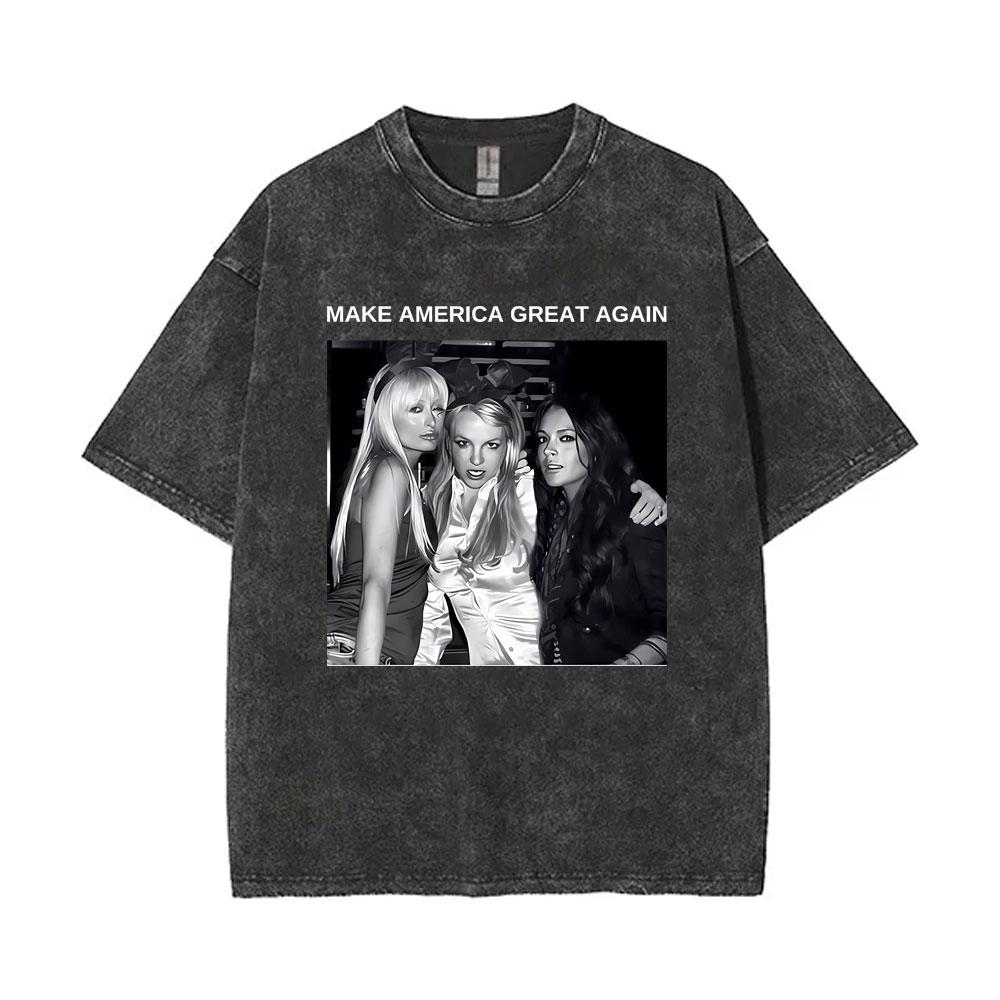 Limited Britney Spears Oops I Did It Again Tour  Vintage Washed T Shirt Summer Men Women High Quality Cotton Retro Tshirt