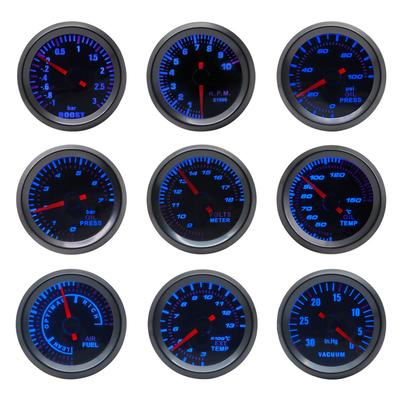 52mm Boost/Vacuum/Water Temp/Oil Temp/Oil Press/Voltage/Tachometer/Air Fuel Ratio/EGT Gauge Analog Blue Led+ 52MM Gauge Pods